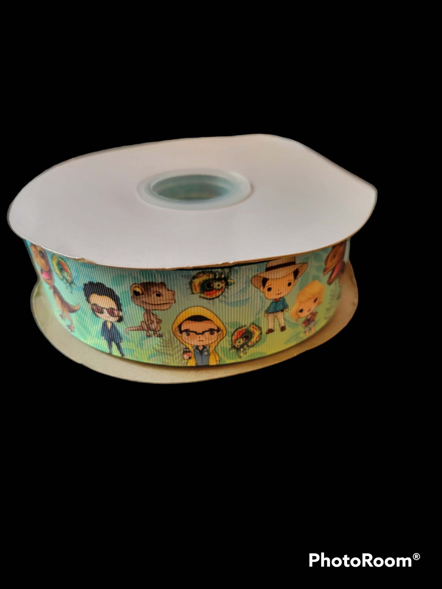 Dinosaur and People Double sided Ribbon - Sold by the Yard