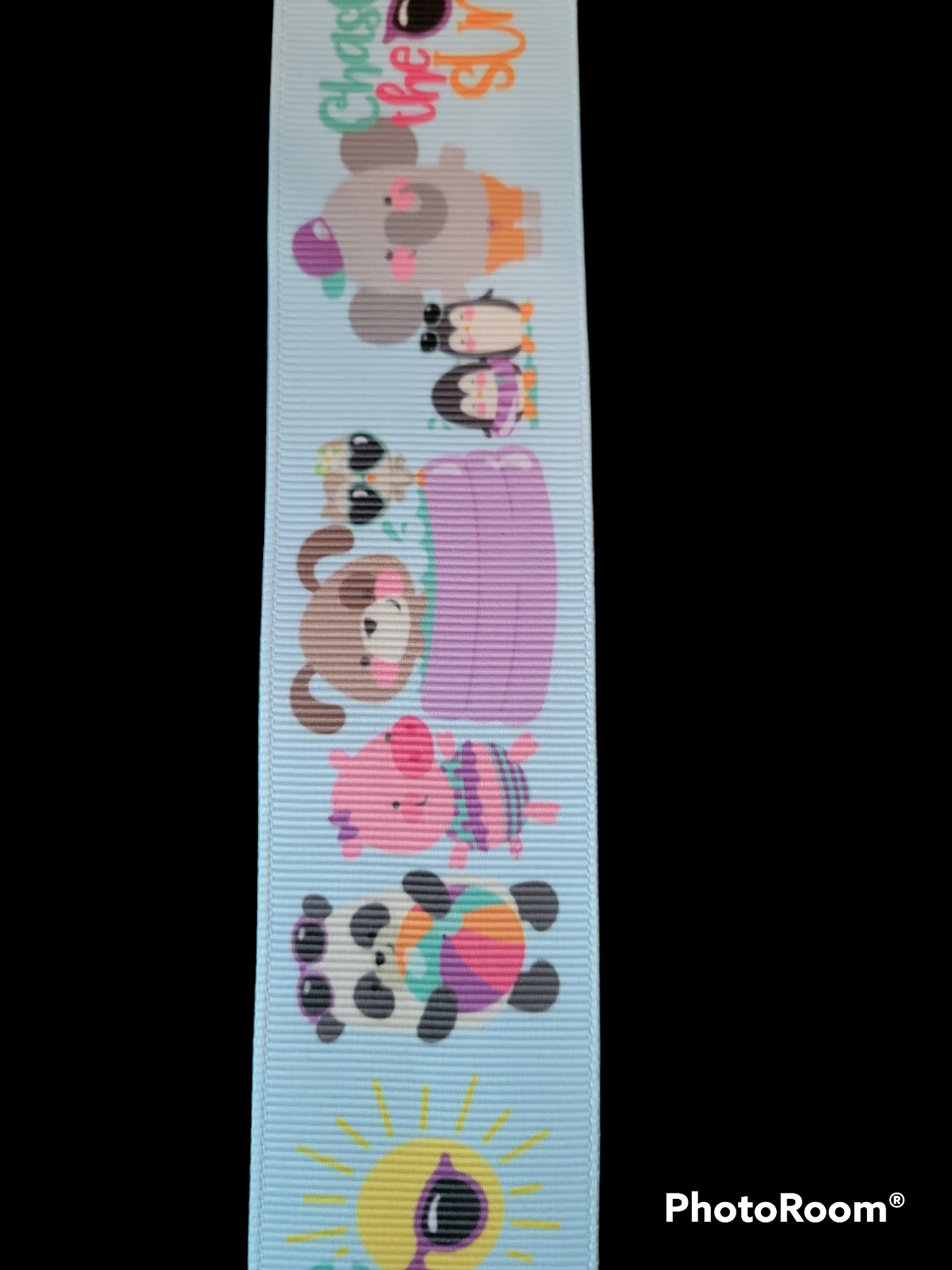 USDR Chase the Sun with animals grosgrain ribbon - Sold by the Yard