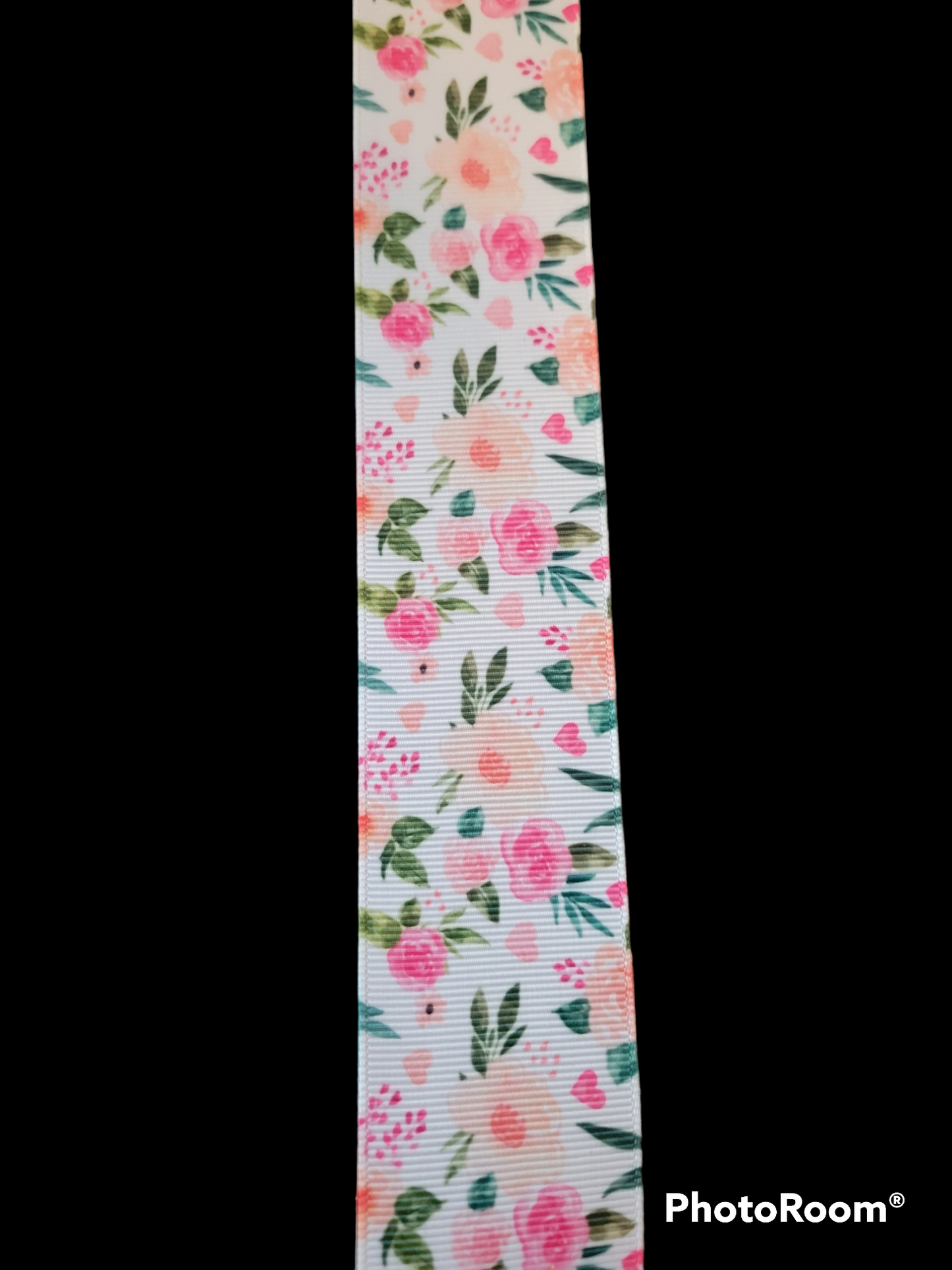 USDR Pink Flower grosgrain ribbon - Sold by the Yard