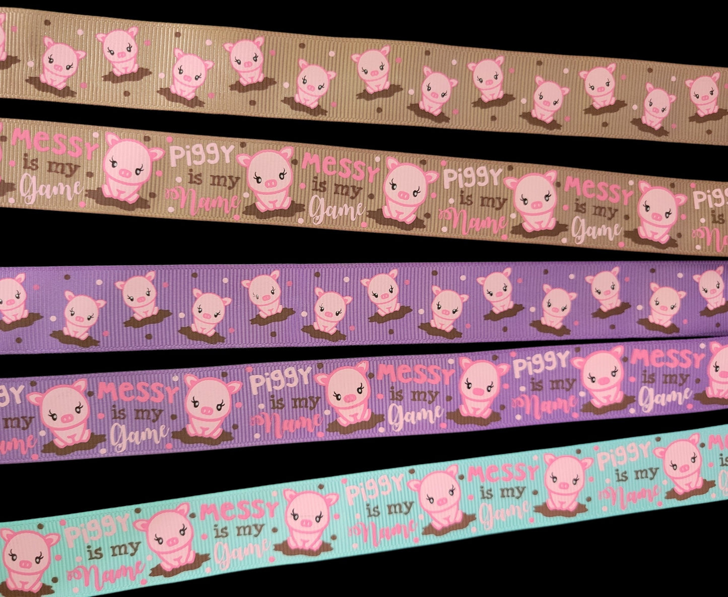 USDR Piggy grosgrain ribbon - Sold by the Yard