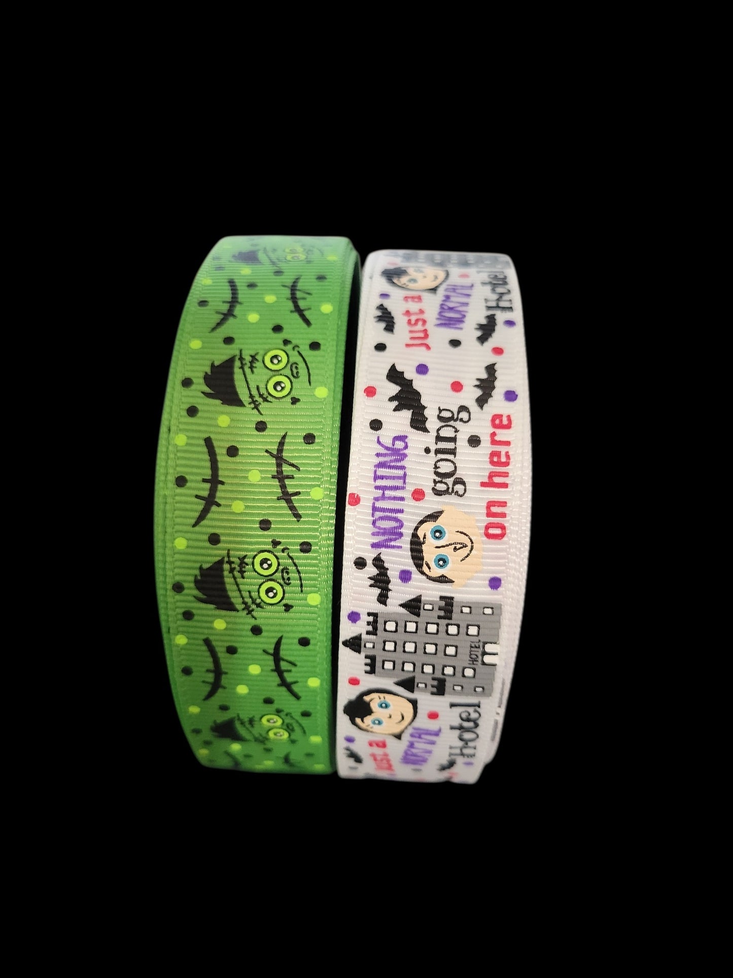 USDR Monster or Scary Hotel grosgrain ribbon - Sold by the Yard