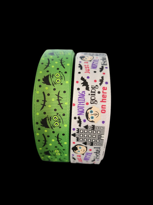 USDR Monster or Scary Hotel grosgrain ribbon - Sold by the Yard