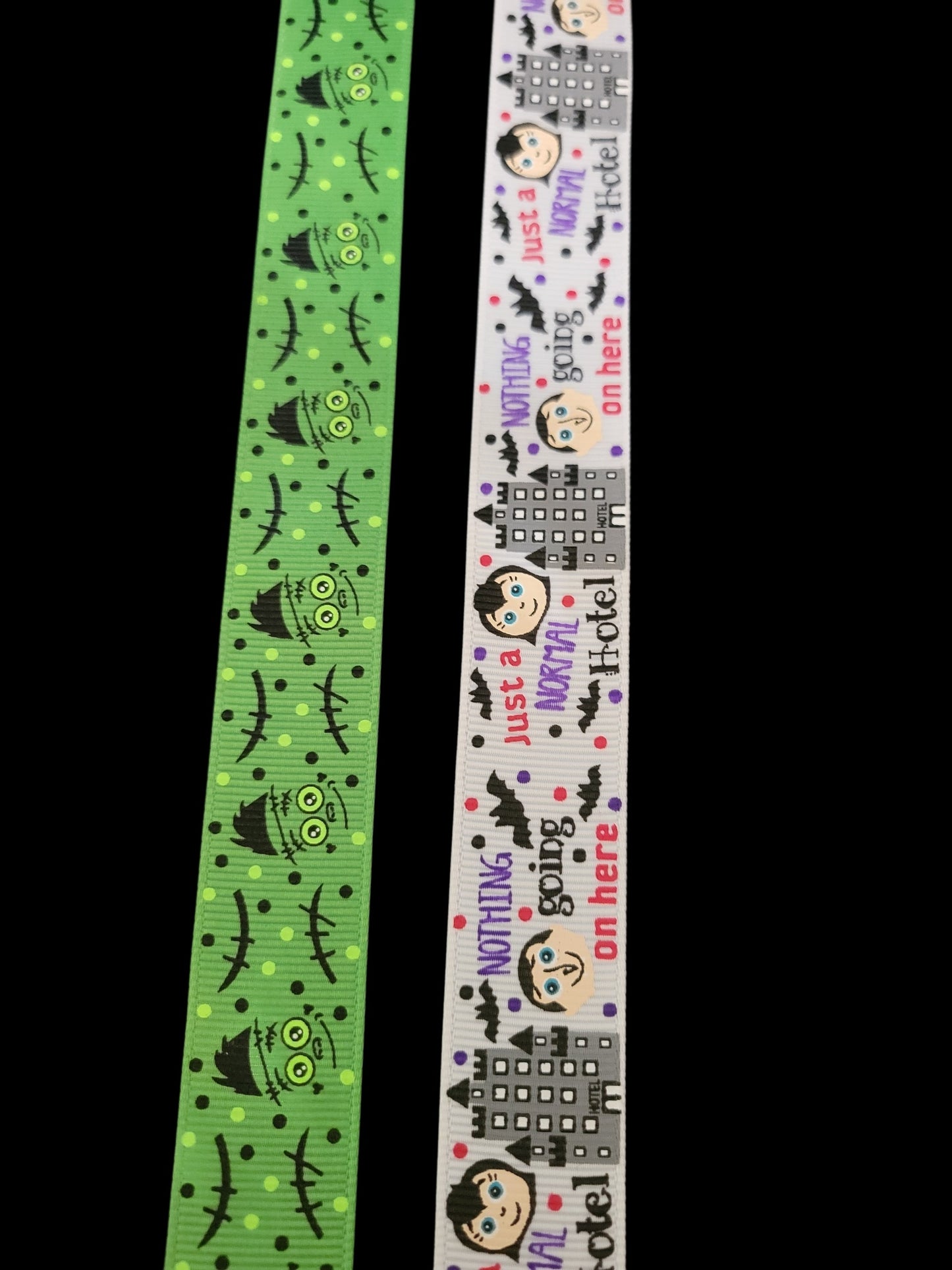 USDR Monster or Scary Hotel grosgrain ribbon - Sold by the Yard