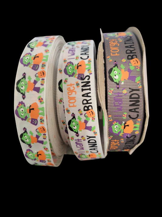 USDR Halloween Zombie grosgrain ribbon - Sold by the Yard