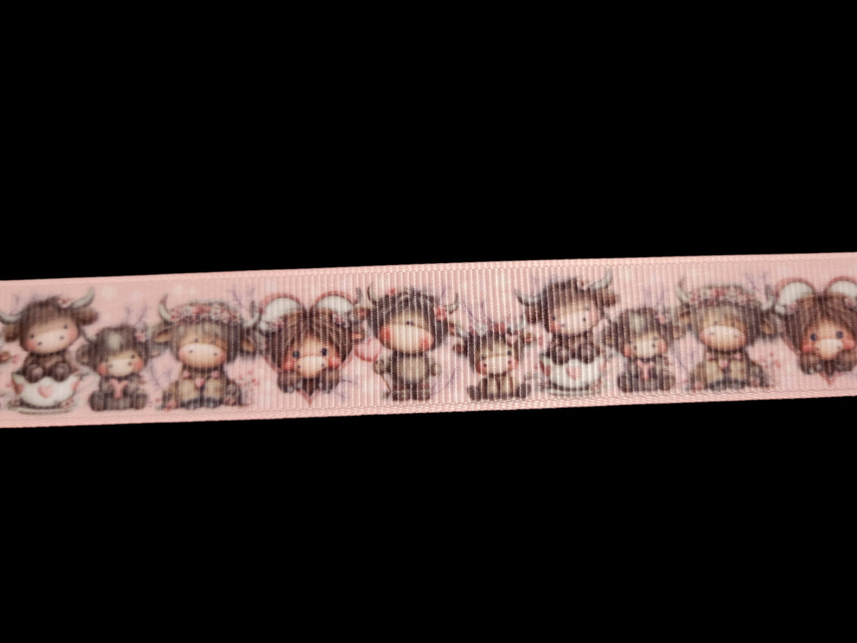 USDR Cartoon Cow grosgrain ribbon - Sold by the Yard