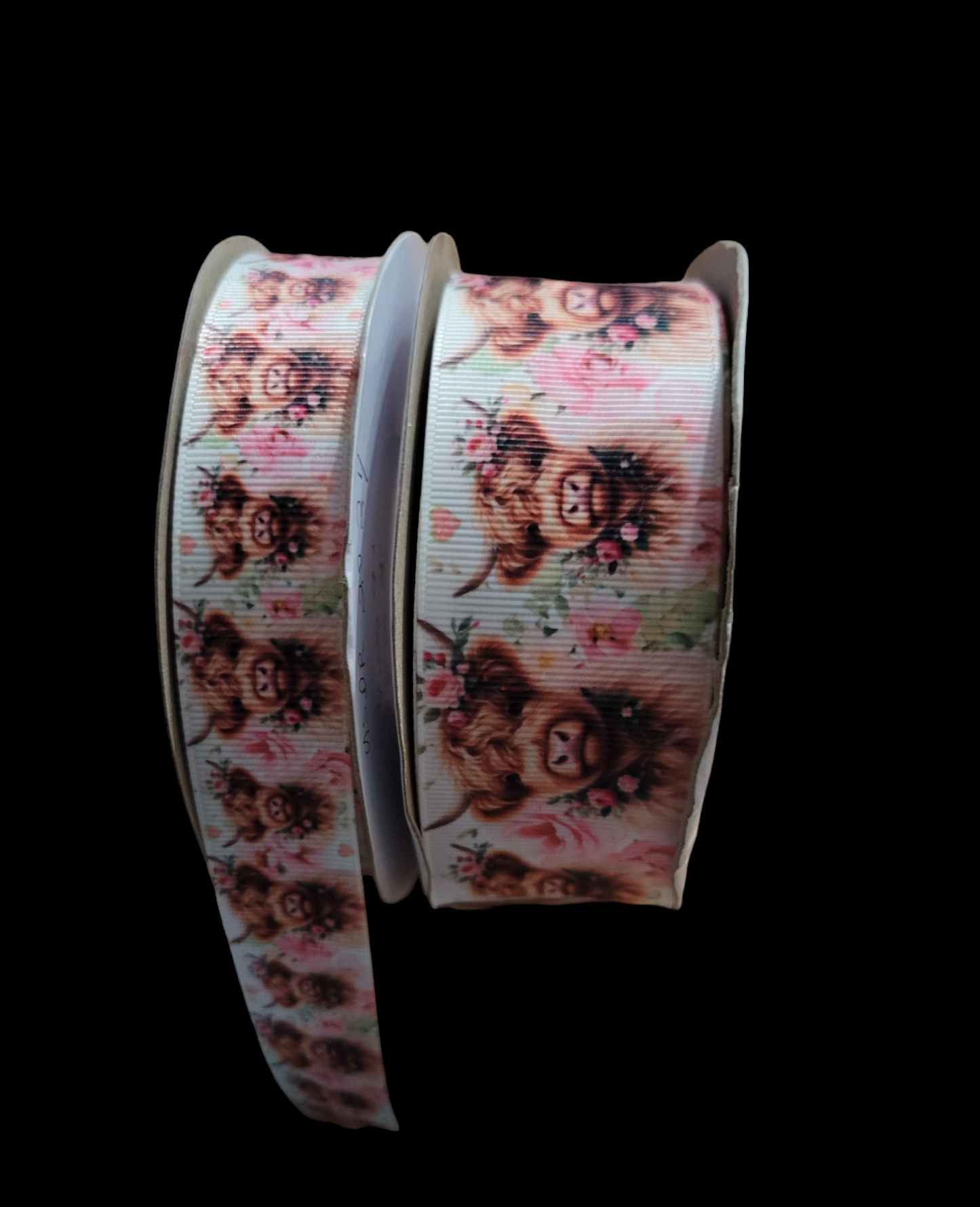 USDR Cows on white background grosgrain ribbon - Sold by the Yard