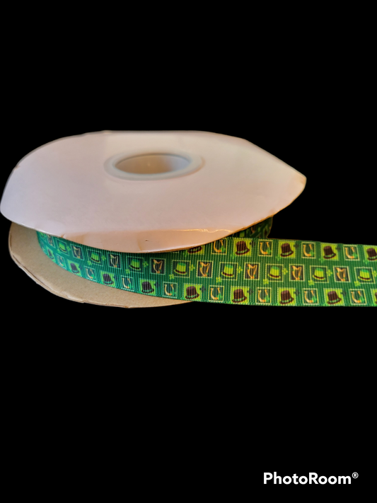 St Patrick's symbols grosgrain ribbon - Sold by the Yard