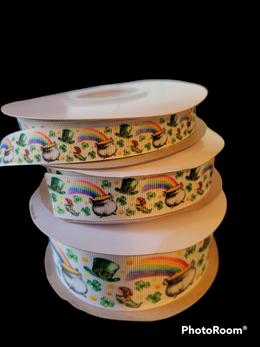 USDR Pot of Gold St Patrick's Day grosgrain ribbon - Sold by the Yard