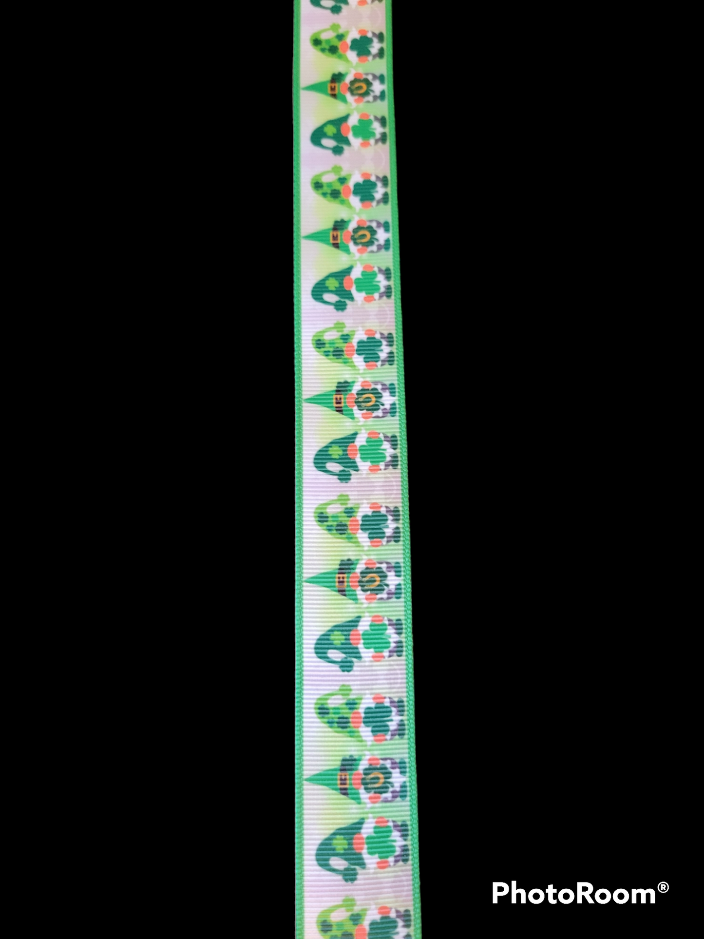Gnomes holding Clovers grosgrain ribbon - Sold by the Yard