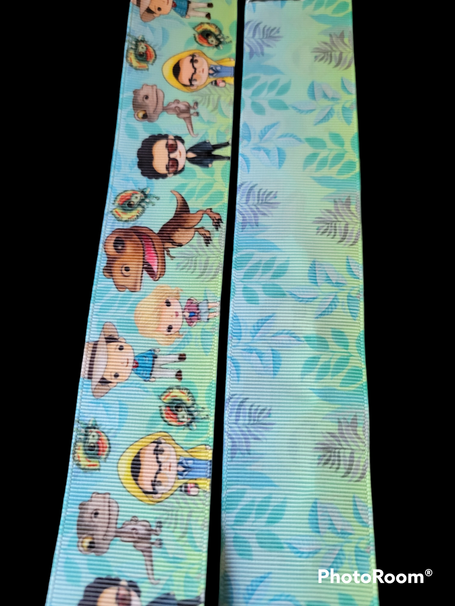 Dinosaur and People Double sided Ribbon - Sold by the Yard