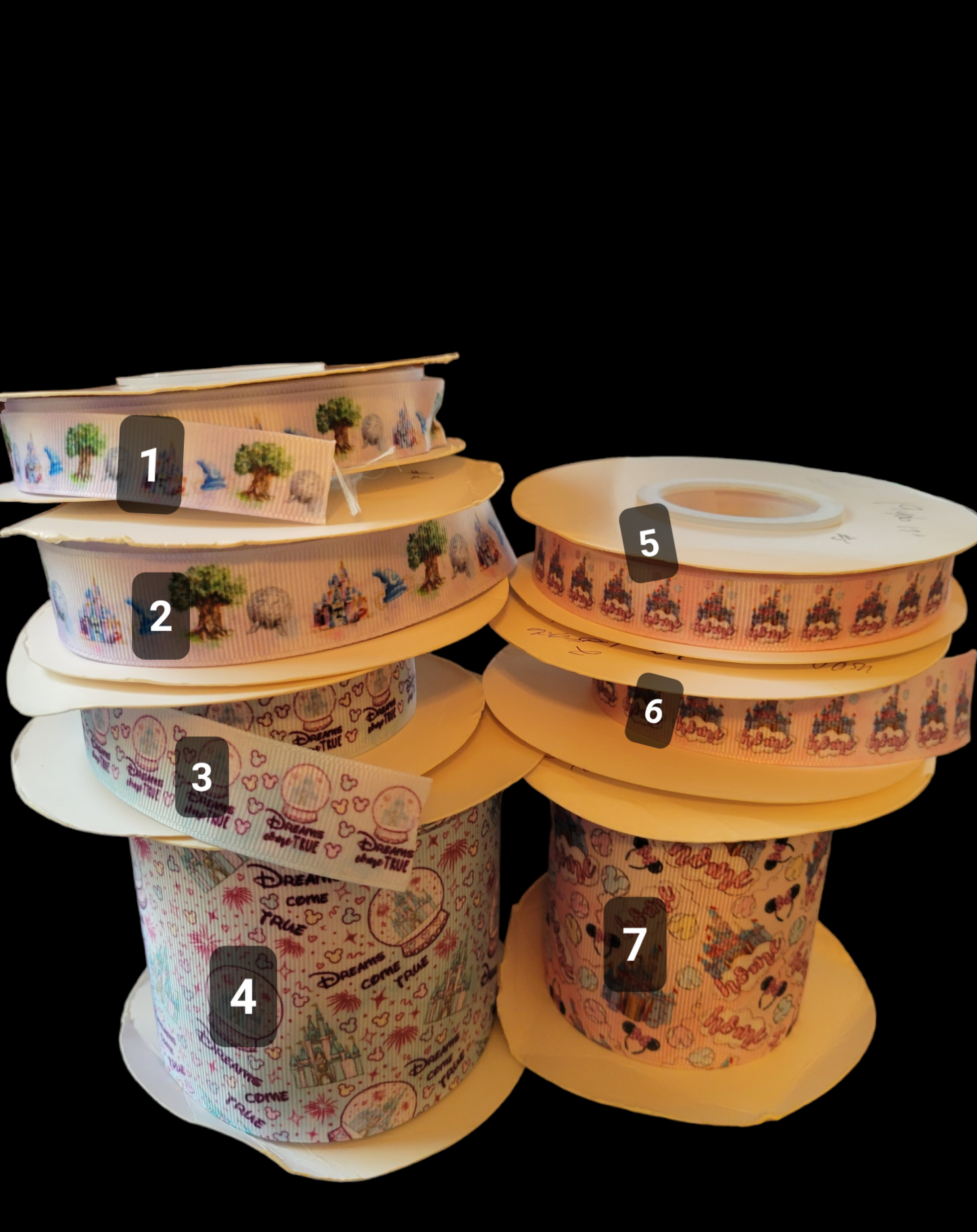 USDR Castles and Snow Globes grosgrain ribbon - Sold by the Yard