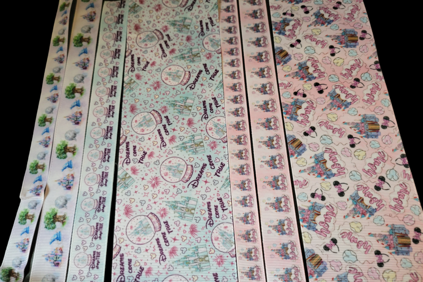 USDR Castles and Snow Globes grosgrain ribbon - Sold by the Yard