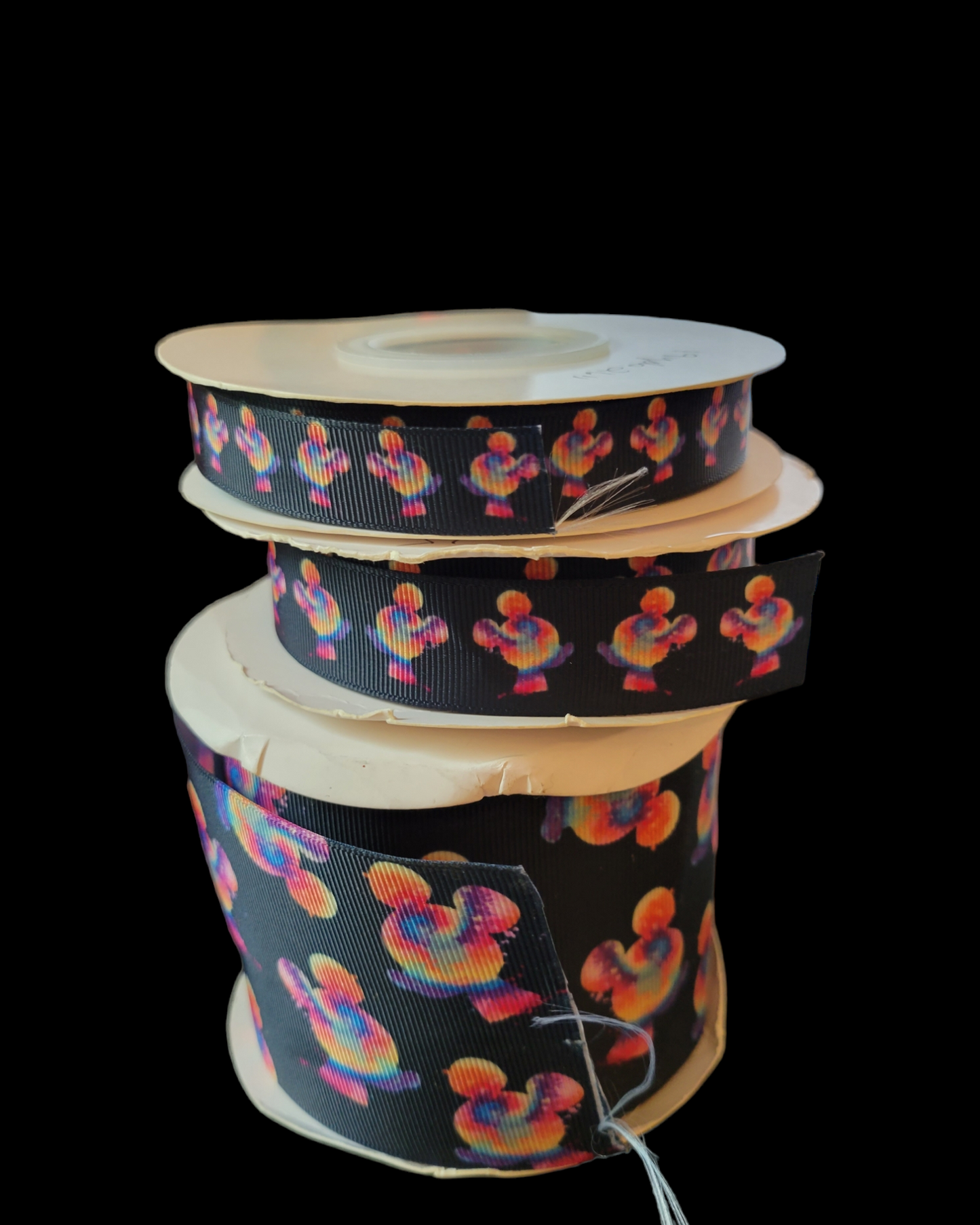 USDR Tie Dye Mouse Head grosgrain ribbon - Sold by the Yard