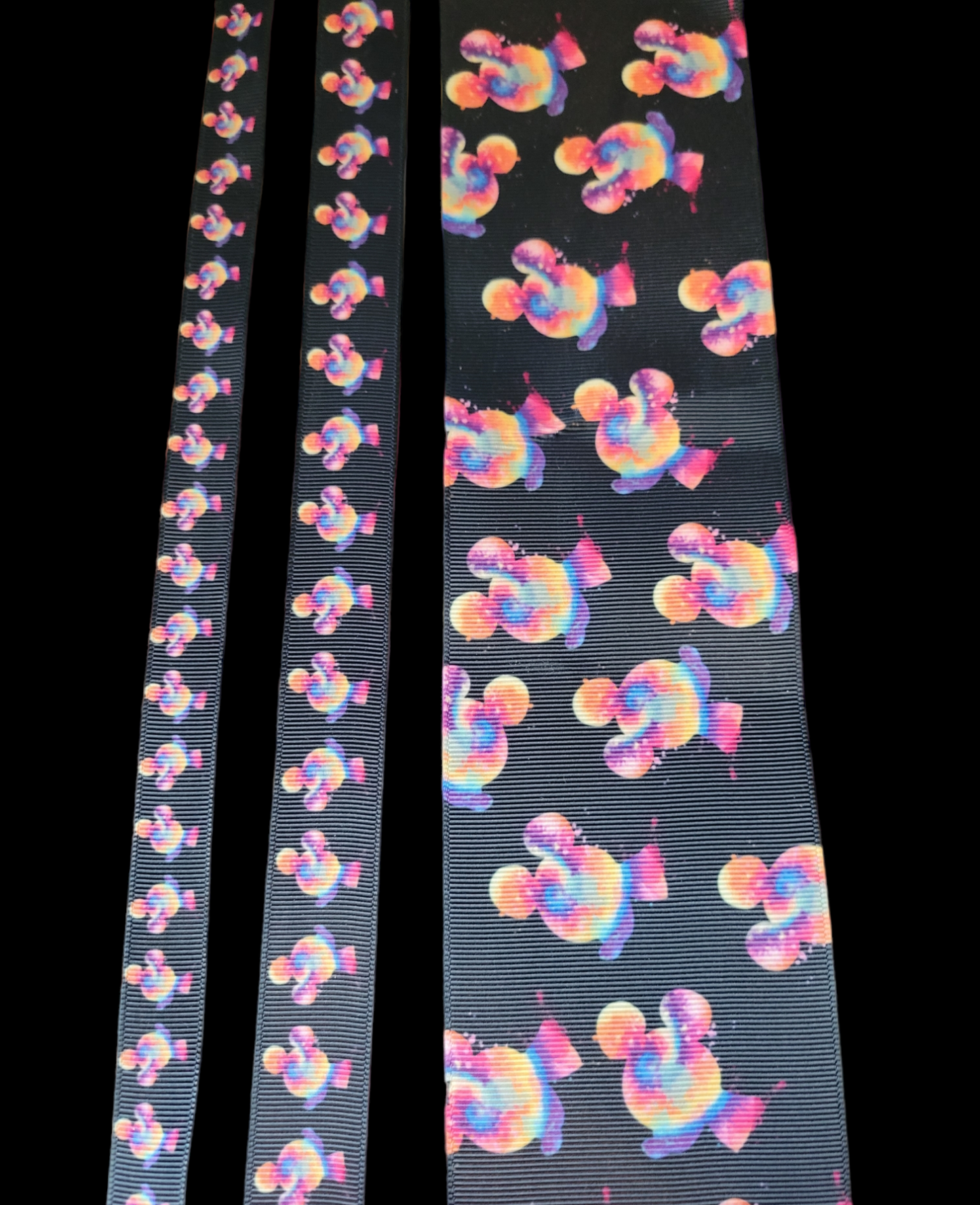 USDR Tie Dye Mouse Head grosgrain ribbon - Sold by the Yard