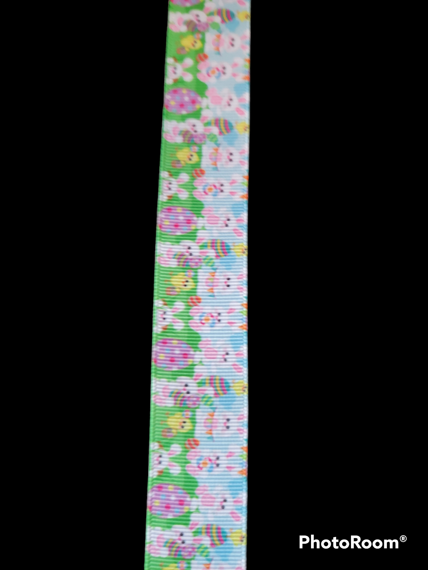 Bunnies holding eggs grosgrain ribbon - Sold by the Yard