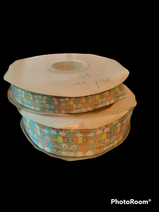 Easter bunny faces and feet ribbon - Sold by the Yard