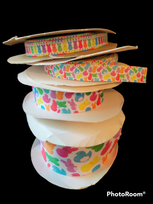 Multicolored Peeps grosgrain ribbon - Sold by the Yard