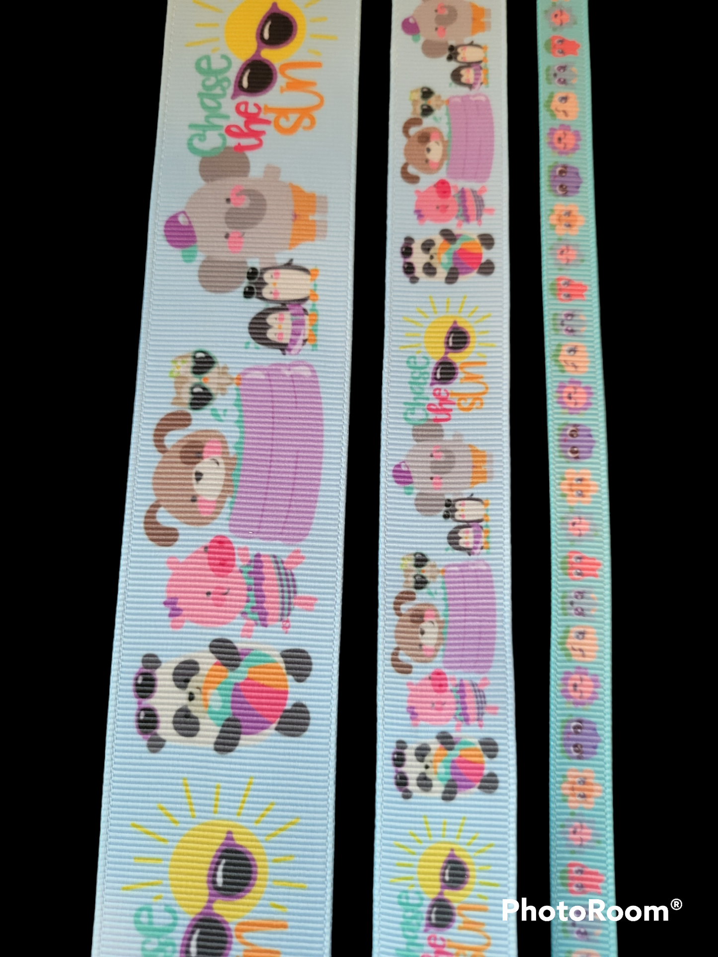 USDR Chase the Sun with animals grosgrain ribbon - Sold by the Yard
