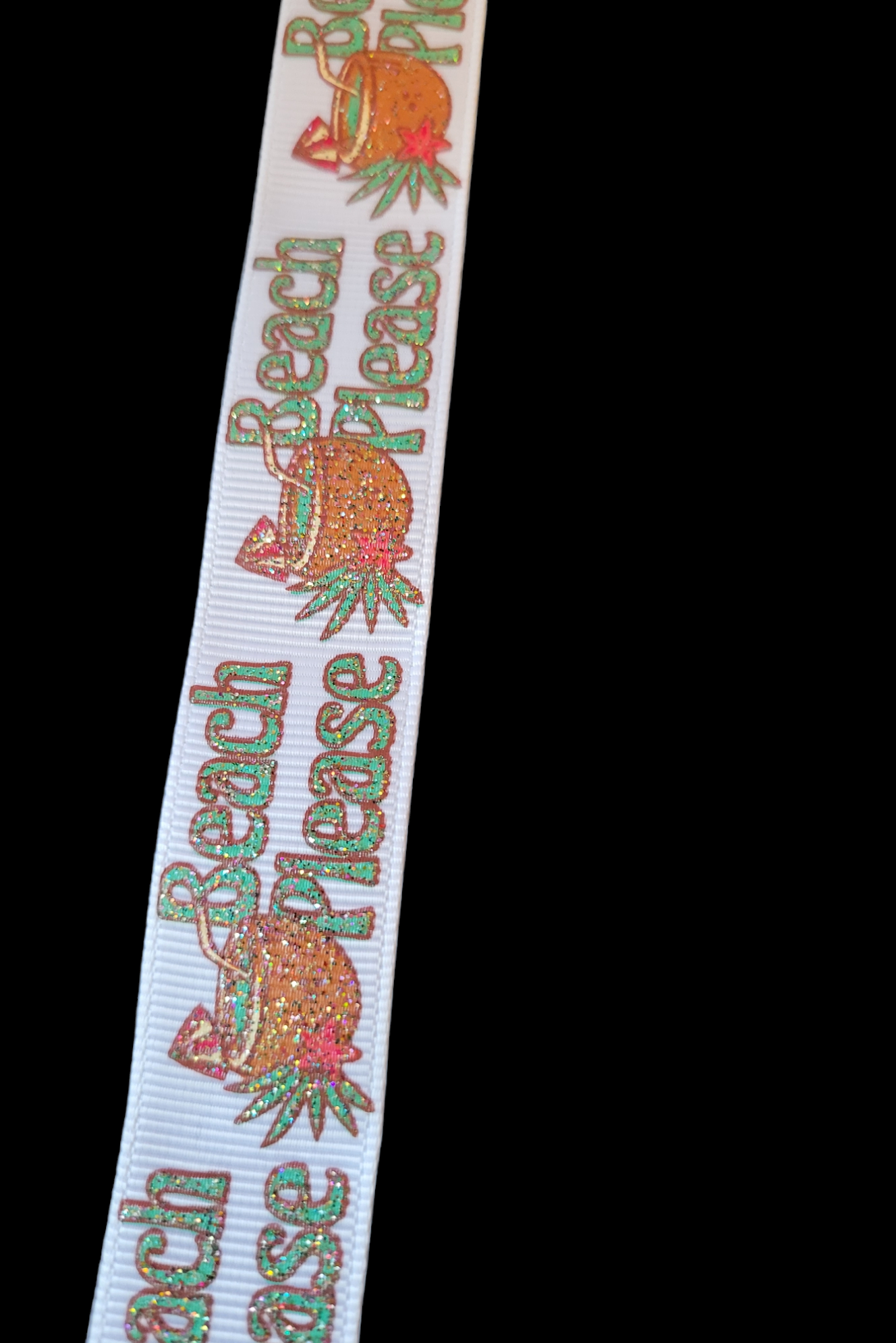 USDR glittered beach theme grosgrain ribbon - Sold by the Yard