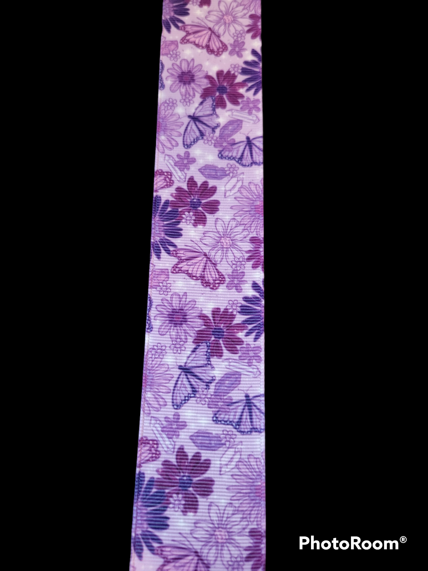 USDR Purple Flower grosgrain ribbon - Sold by the Yard