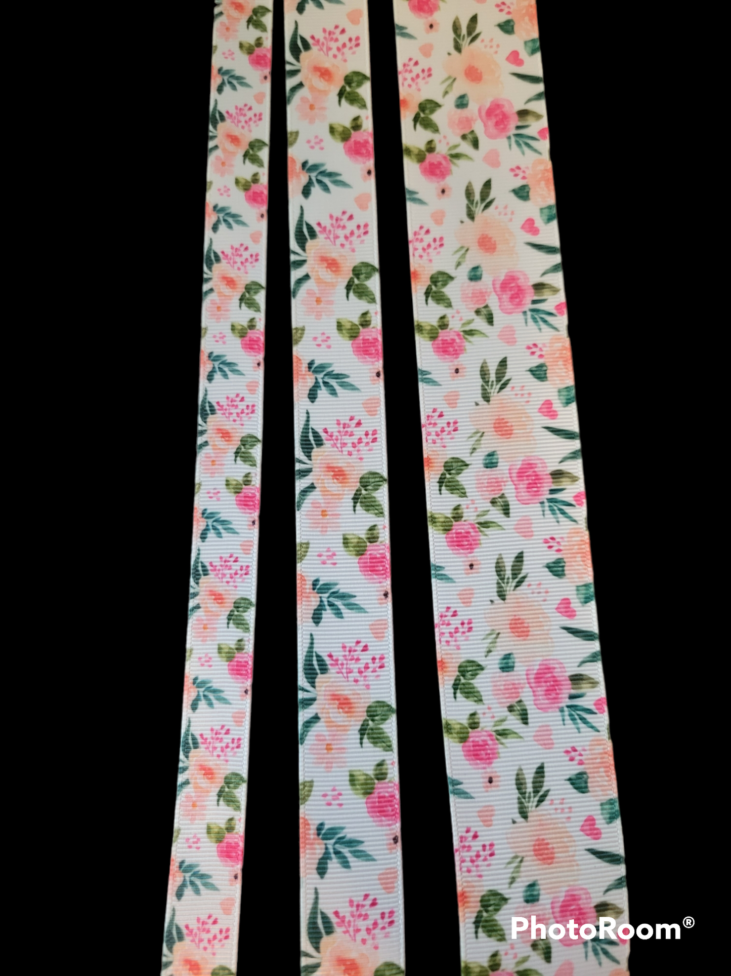 USDR Pink Flower grosgrain ribbon - Sold by the Yard