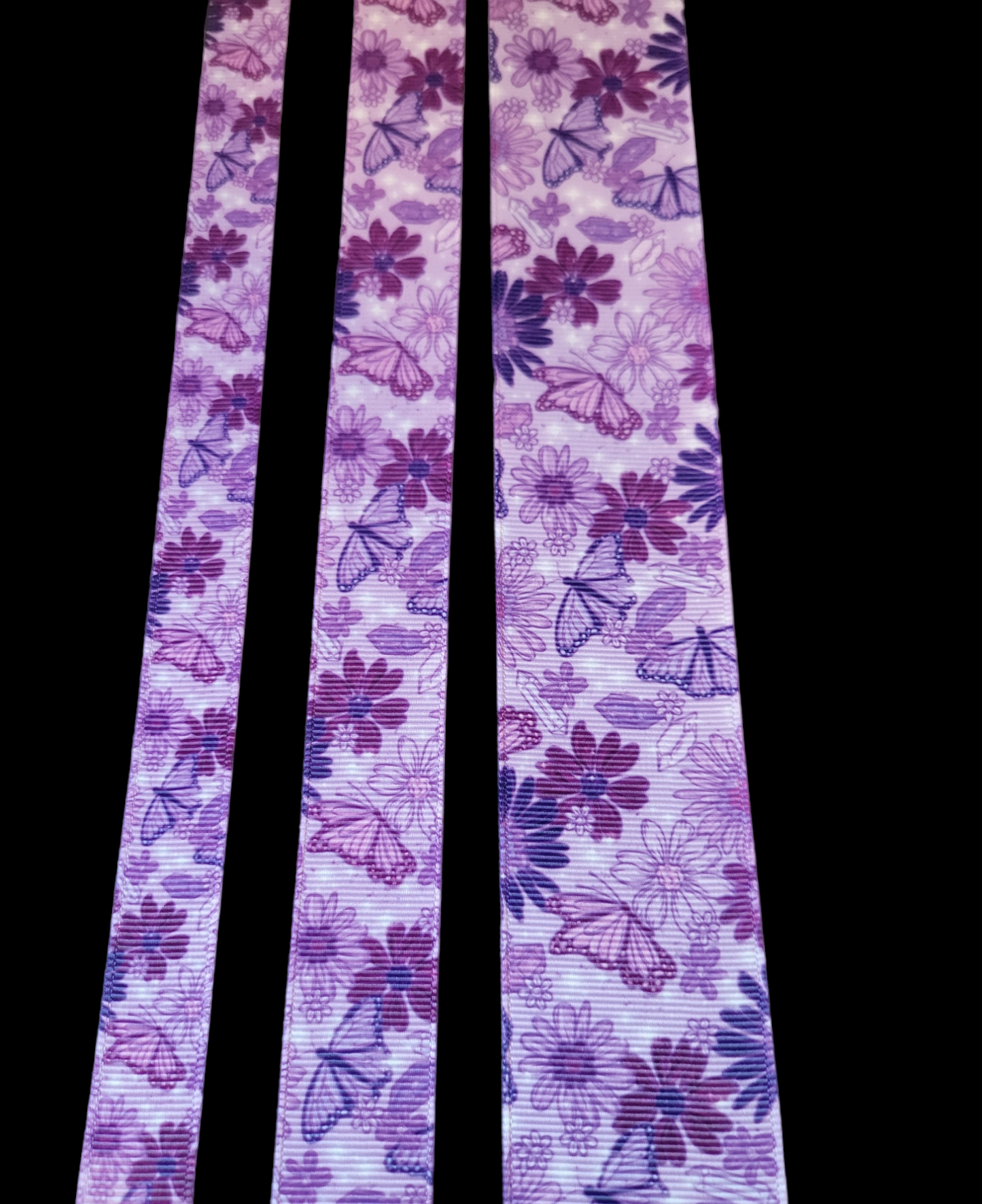 USDR Purple Flower grosgrain ribbon - Sold by the Yard