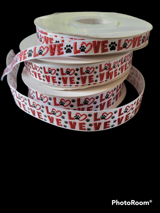 USDR Glittered Love with Paws ribbon